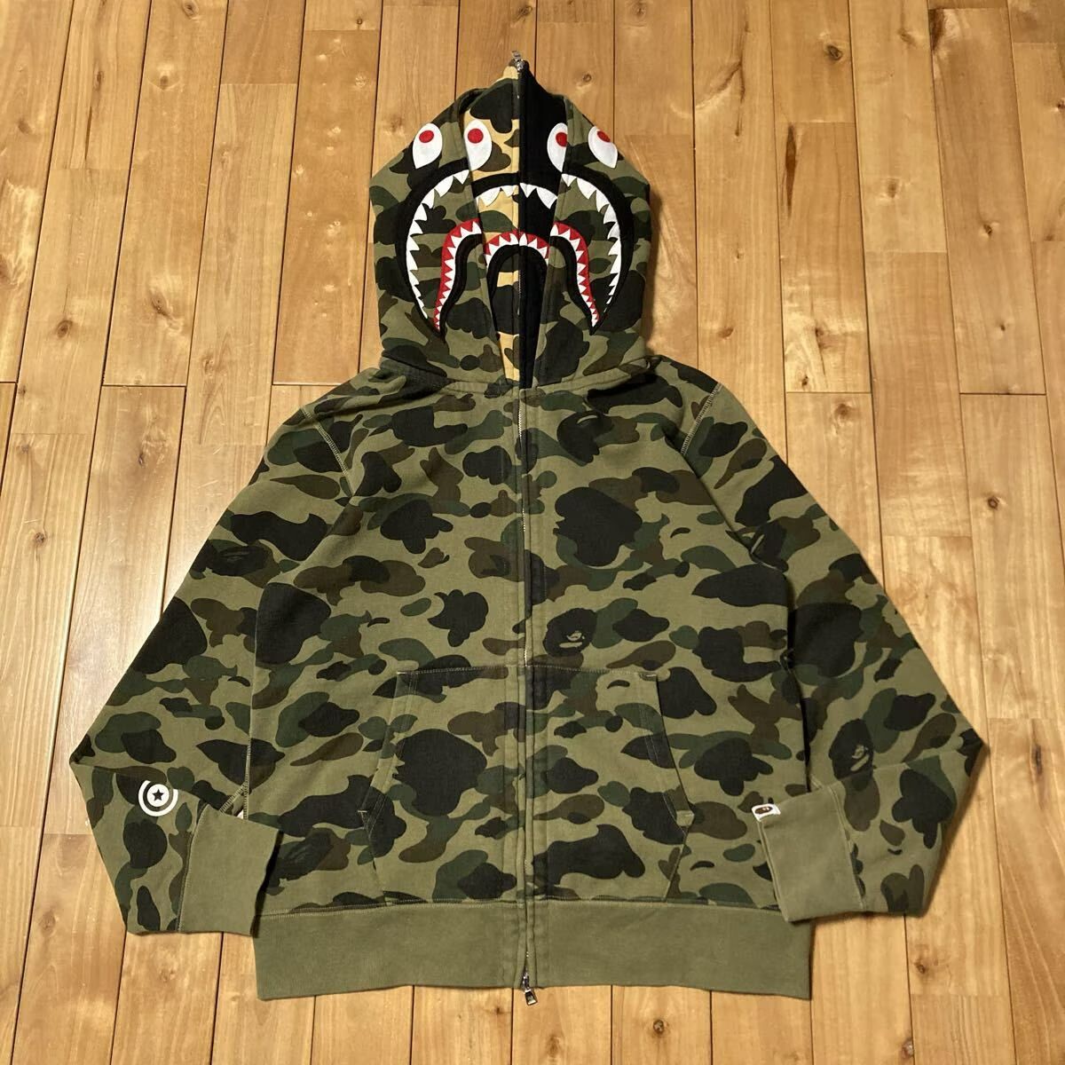 1st camo green ダブル シャーク パーカー Lサイズ Double shark full