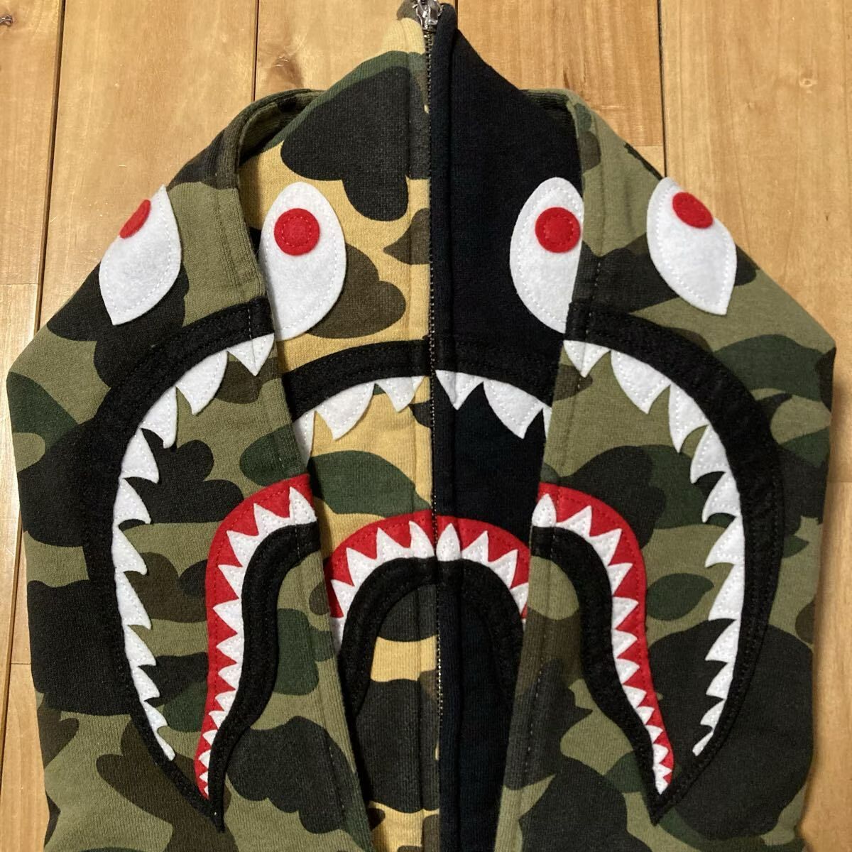 1st camo green ダブル シャーク パーカー Lサイズ Double shark full