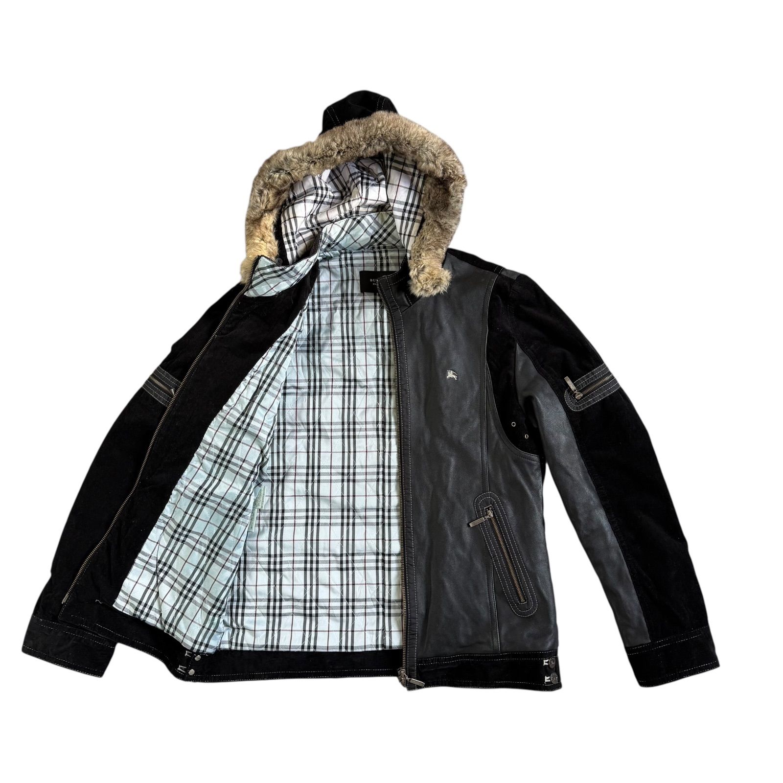 【美品】バーバリーブラックレーベル レザージャケット コーデュロイ ノバチェック 美品】バーバリーブラックレーベル コーデュロイ ノバチェック