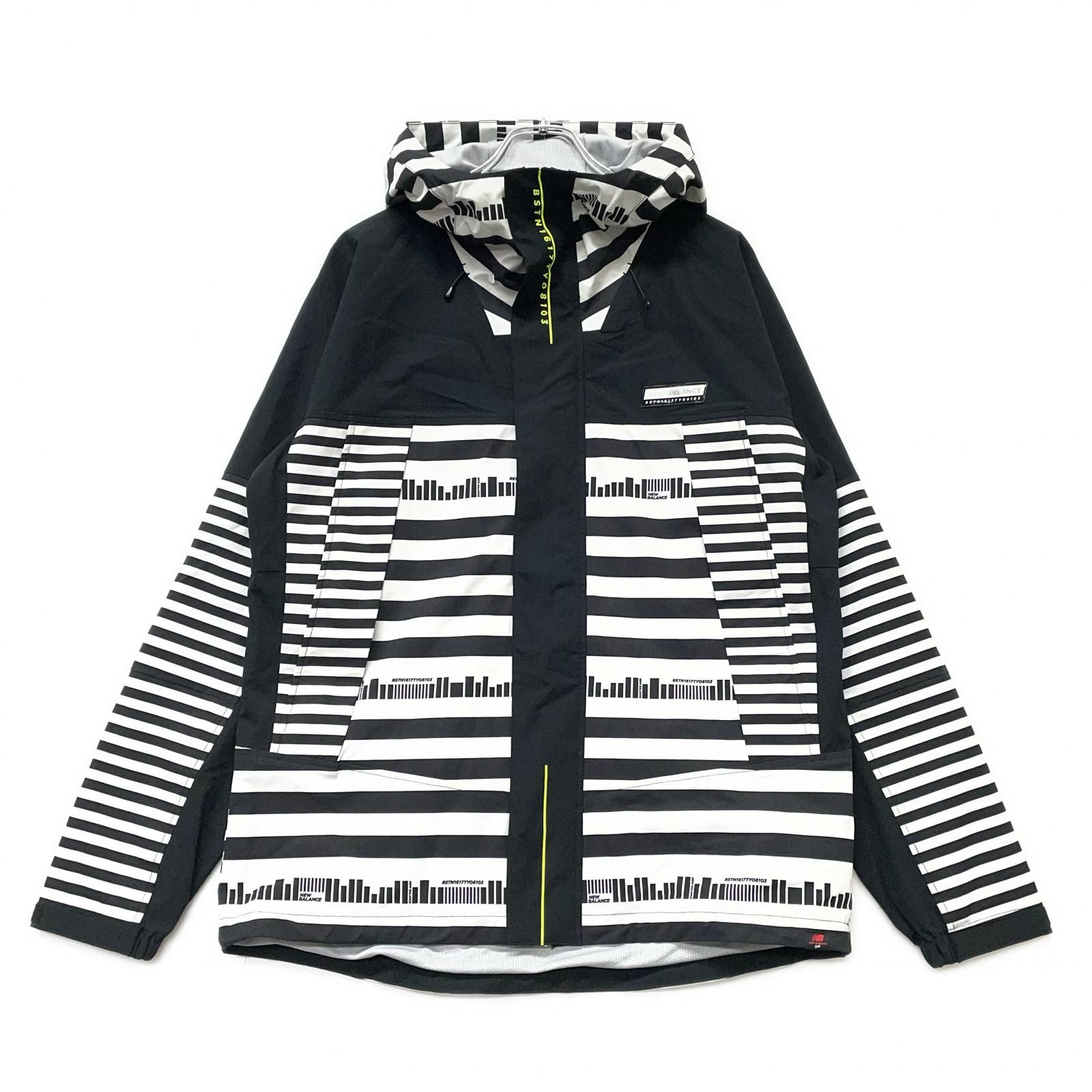  メンズ ニューバランスゴルフ New Balance golf フルジップアウター L 黒×白 ボーダー 切替 フーディー