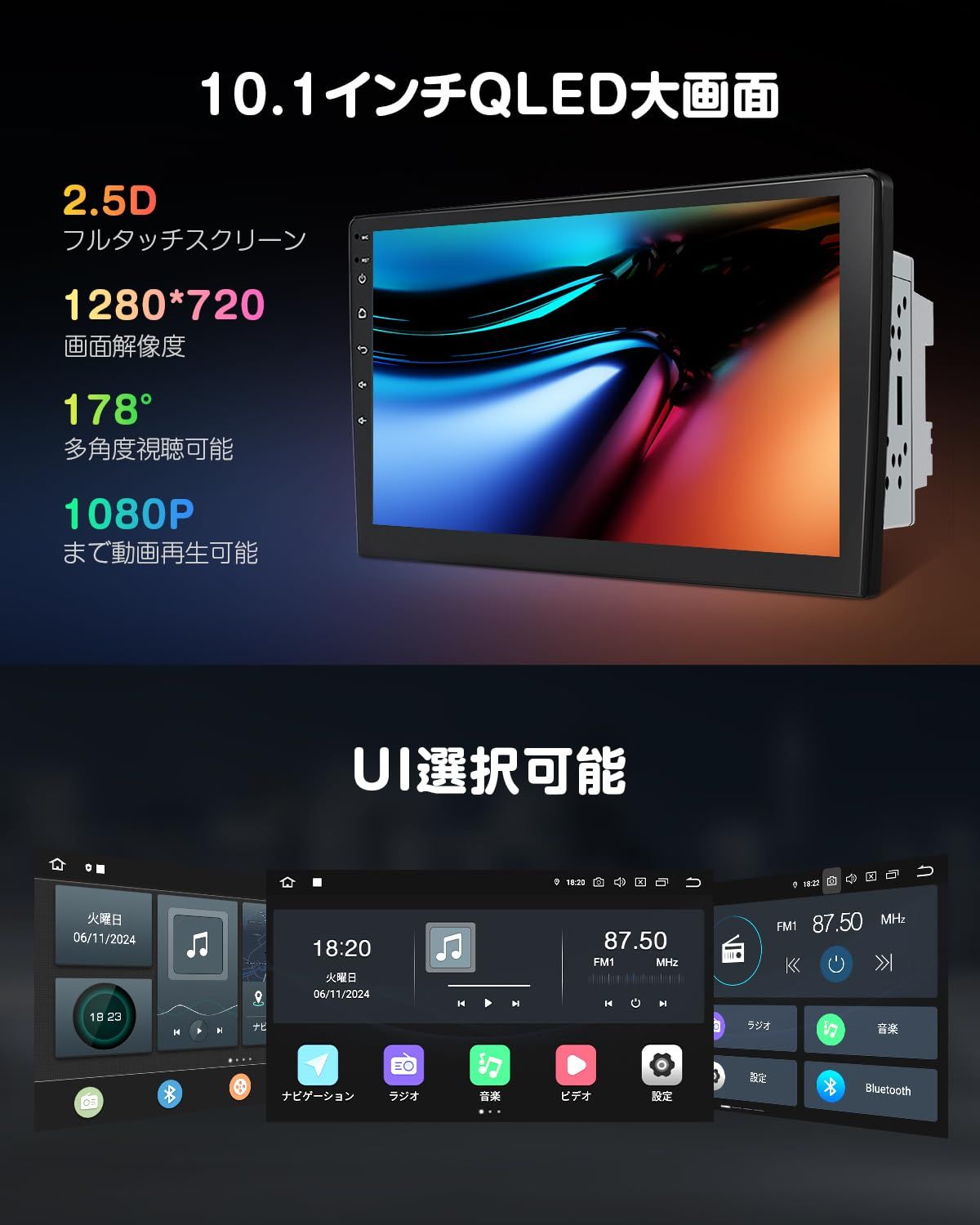 EONON 10.1インチディスプレイオーディオ 2DINカーナビ アンドロイド