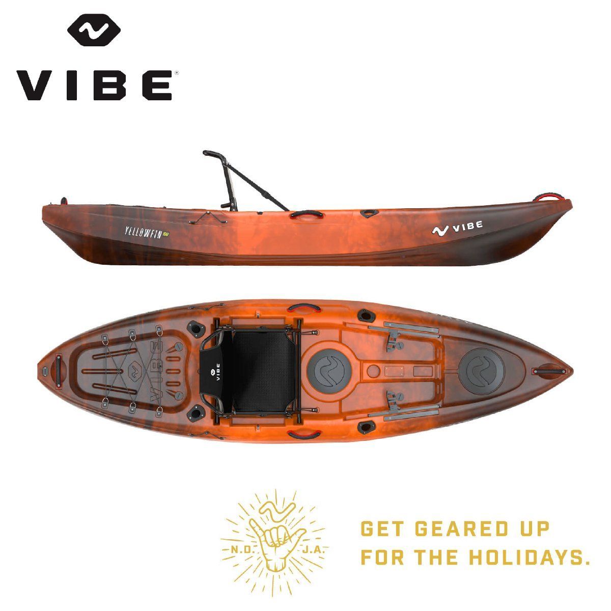 VIBE フィッシングカヤック 10フィート 一人乗りカヤック オレンジブラック VIBE-YF 10001 営業所止め