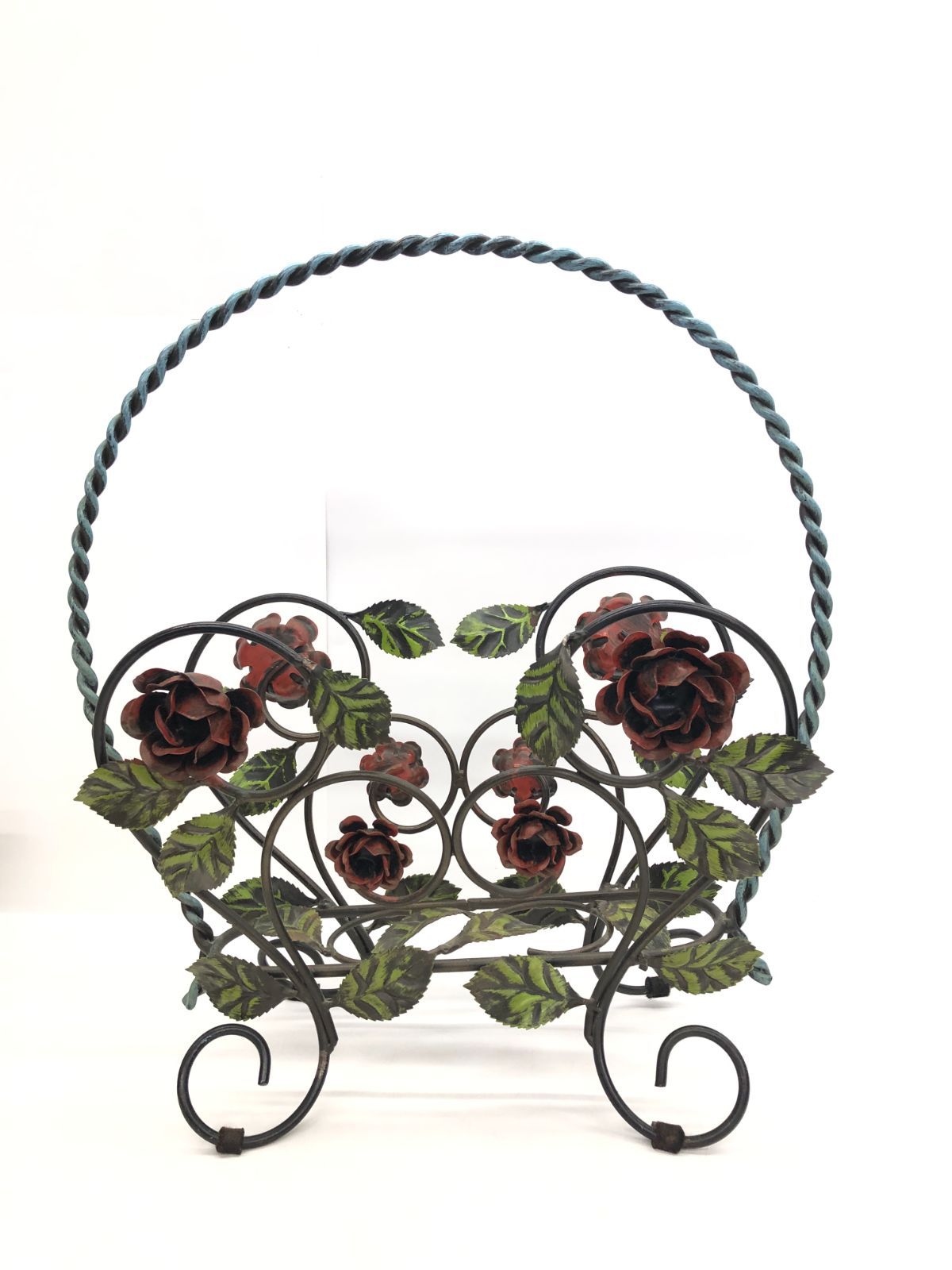 輸入雑貨　イタリア製品　ヨーロピアン　ローズ　アイアン　マガジンラック 正規品 輸入雑貨 イタリア製品 ヨーロピアン ローズ アイアン マガジン