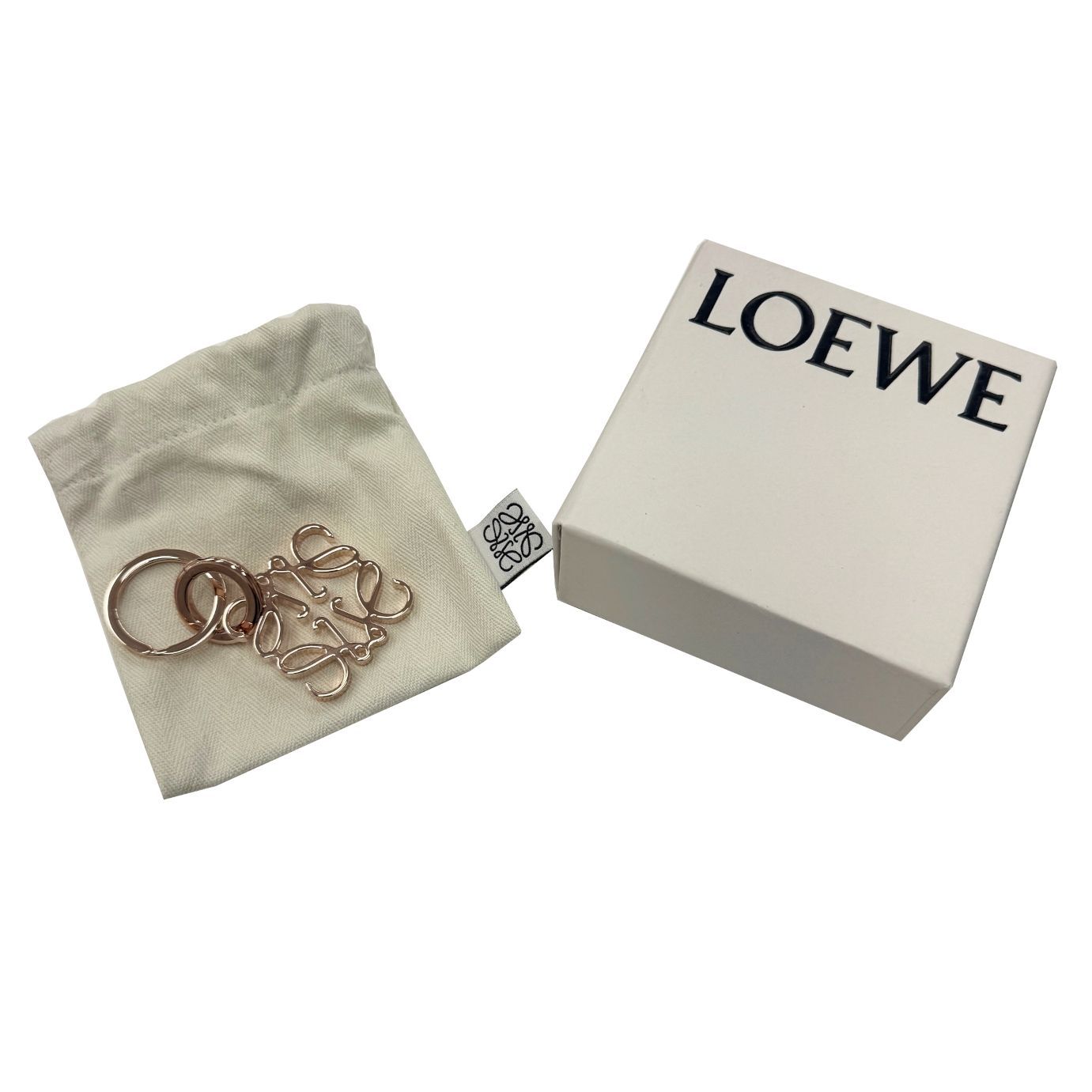 中古】LOEWE ロエベ アナグラム キーリング ローズゴールド 111.29.203 