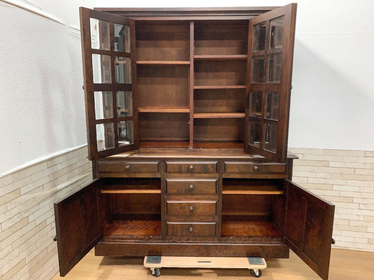 ◇北海道民芸家具 カップボード 大型 食器棚 キャビネット 飾り棚