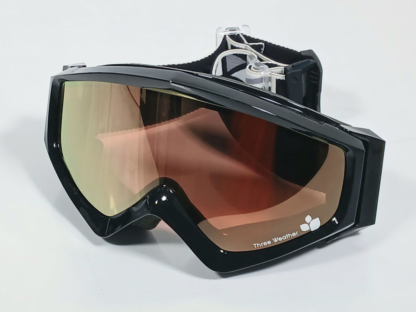 スノーボードゴーグル Three weather 極美品 Three Weather スリーウェザー スノーゴーグル オレンジ系