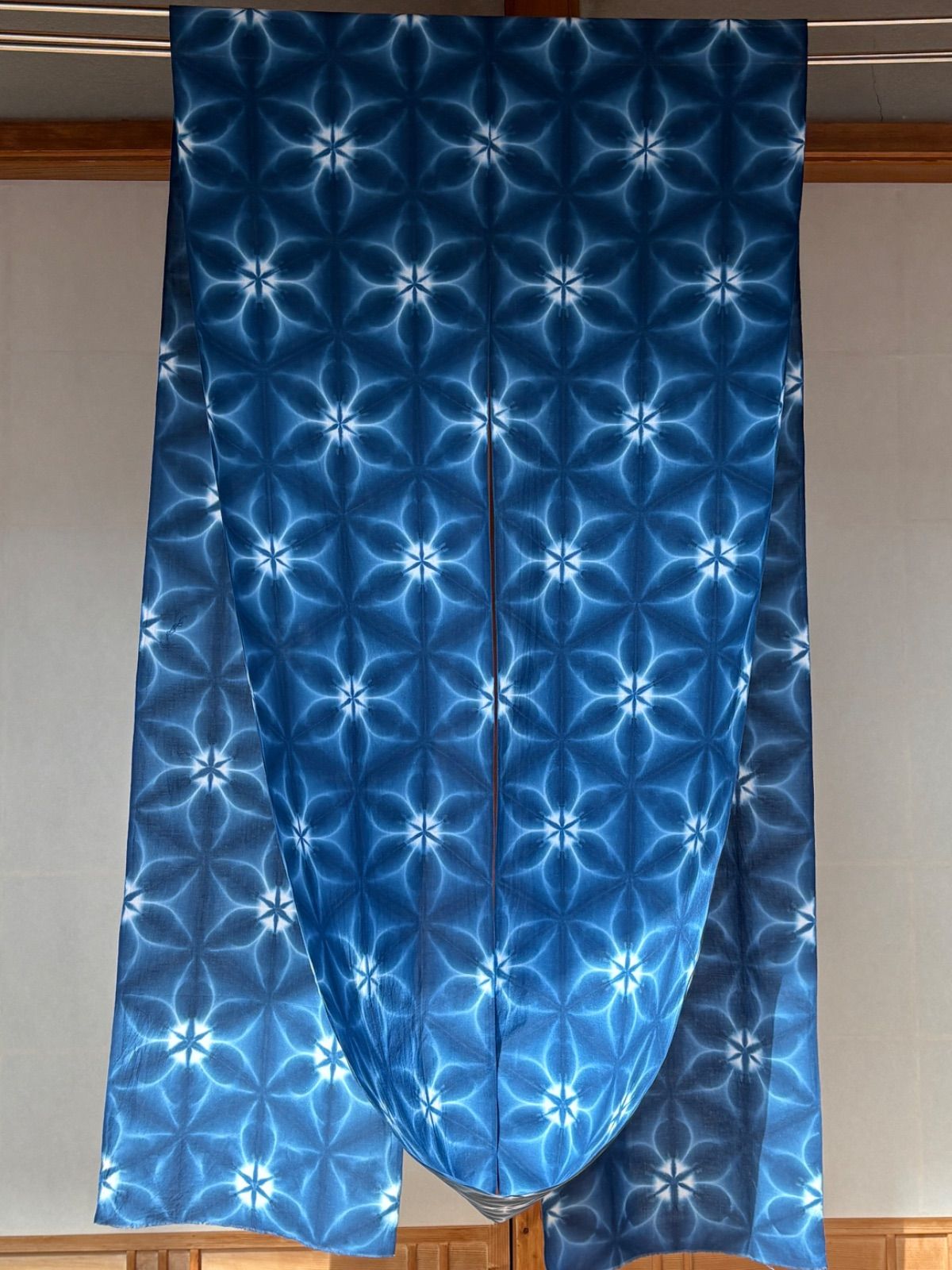 s190 【sato】 藍染 高級さらし生地 550cm 雪花絞り 手染め生地 木綿