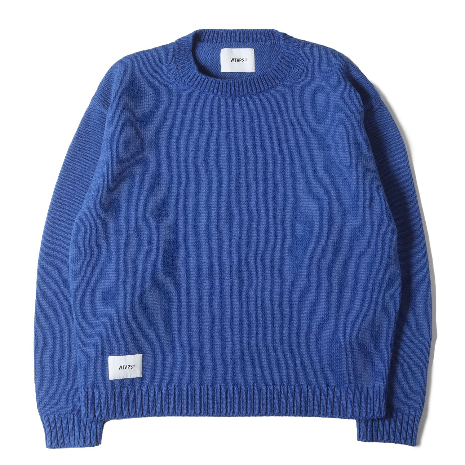WTAPS ダブルタップス ニット ブルー サイズ:4 | 24AW ロゴ刺繍