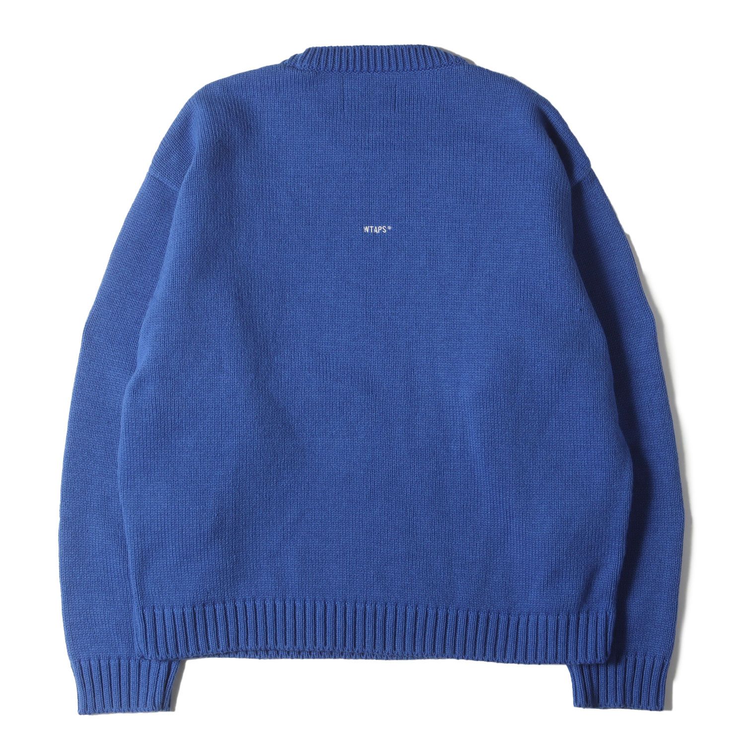 WTAPS ダブルタップス ニット ブルー サイズ:4 | 24AW ロゴ刺繍