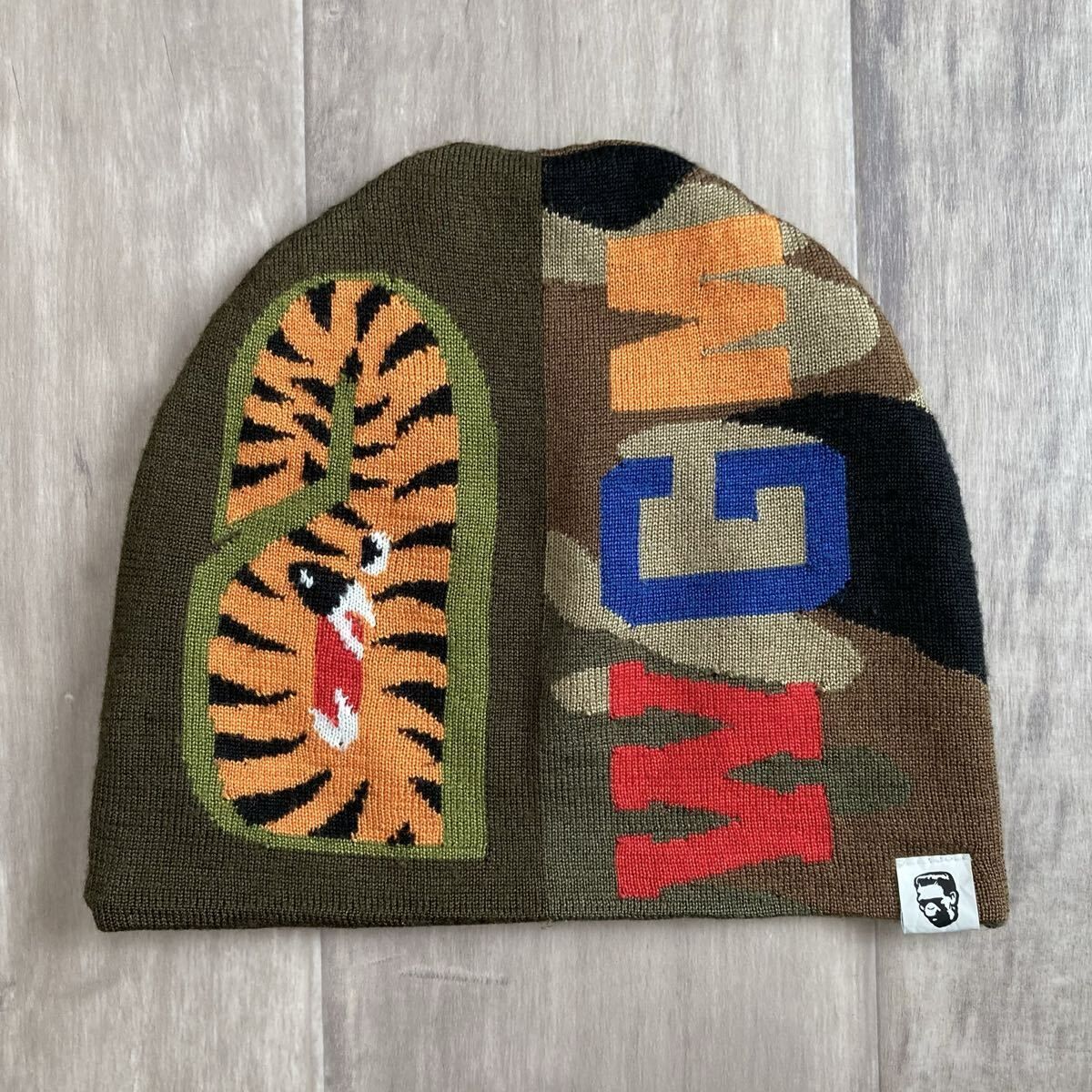 1st camo シャーク ニットキャップ オリーブ a bathing ape BAPE shark