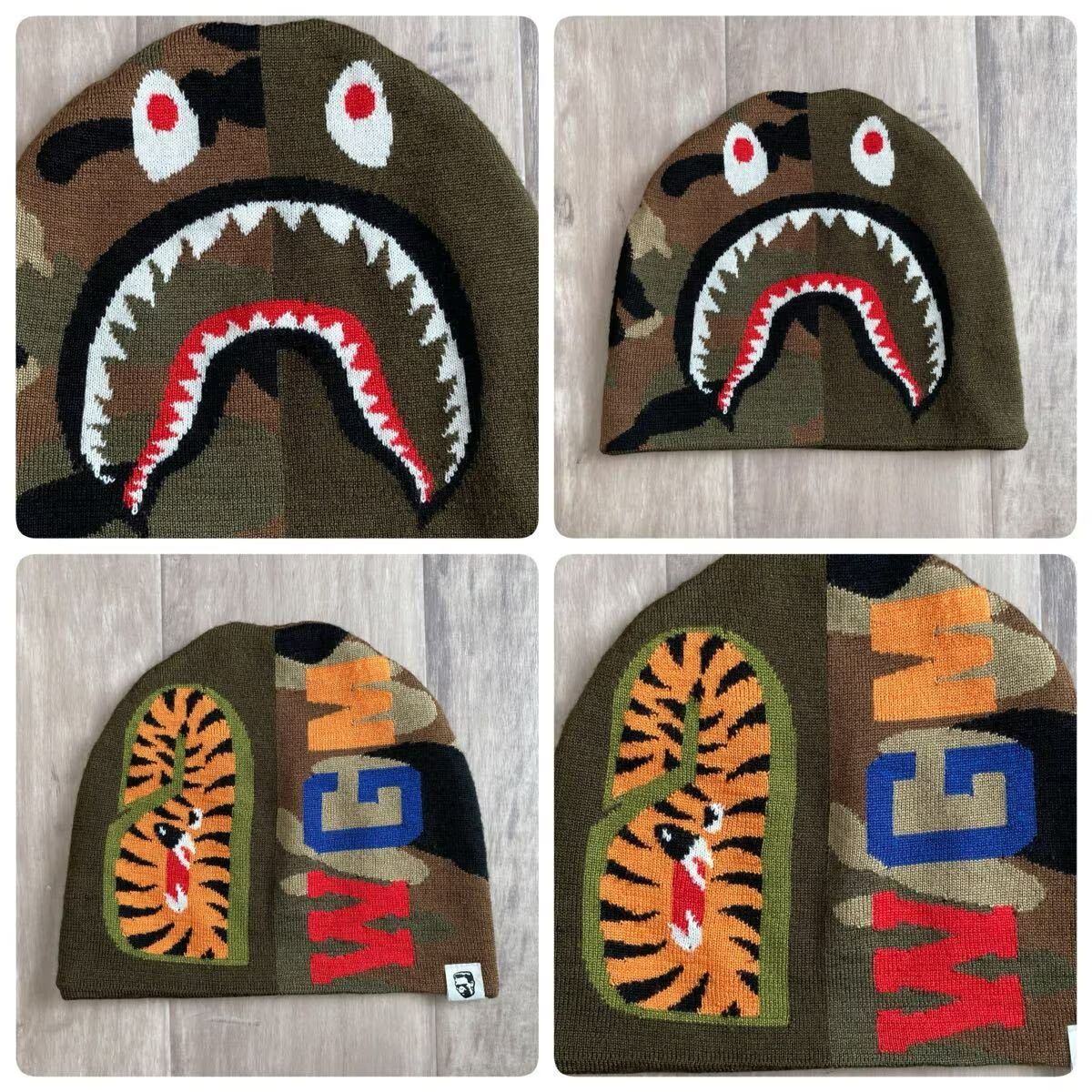 1st camo シャーク ニットキャップ オリーブ a bathing ape BAPE shark