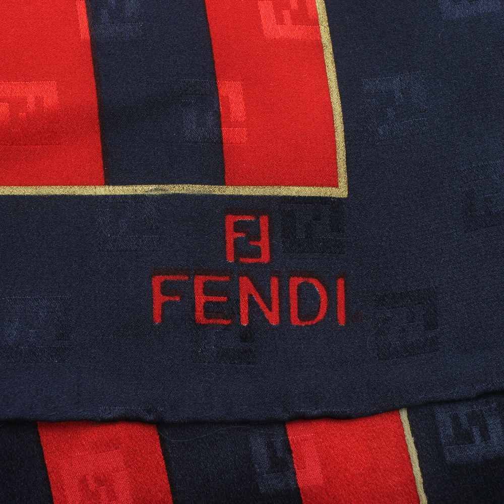 フェンディ FENDI スカーフ 大判 絹 シルク ズッカ柄 ストライプ ロゴ