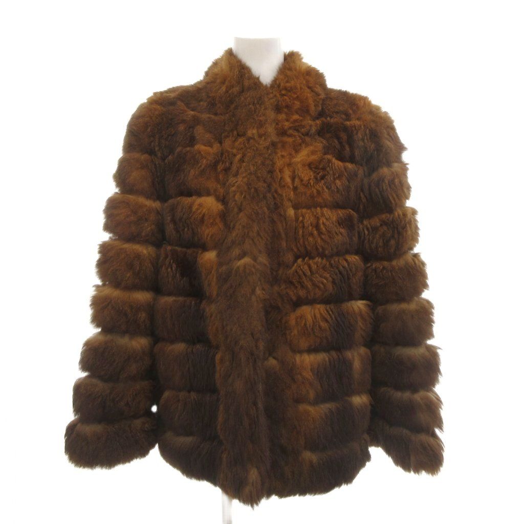 ブラウンラム毛皮コート ショート ランブルトン RAMBULTON ファーコート M 毛皮 ラムファー ショート丈