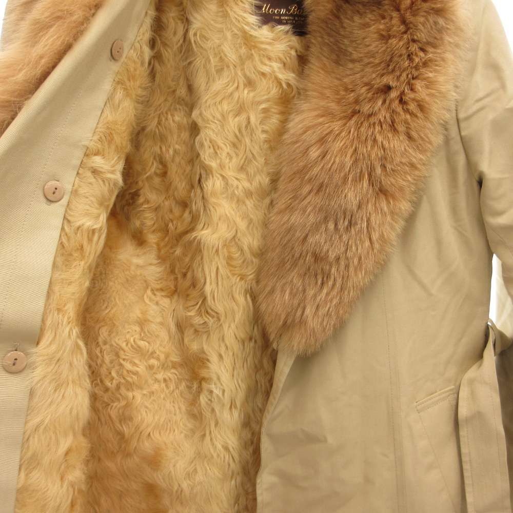 moonbat ムーンバット ロングコート フード ボタンレス ラムファー  