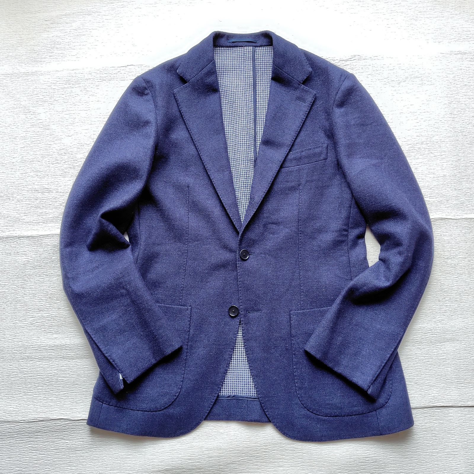 EDIFICE　CANONICO　ネイビー　テーラードジャケット　セットアップ 伊名門カノニコ生地】 EDIFICE テーラードジャケット 44 S 紺 ネイビー