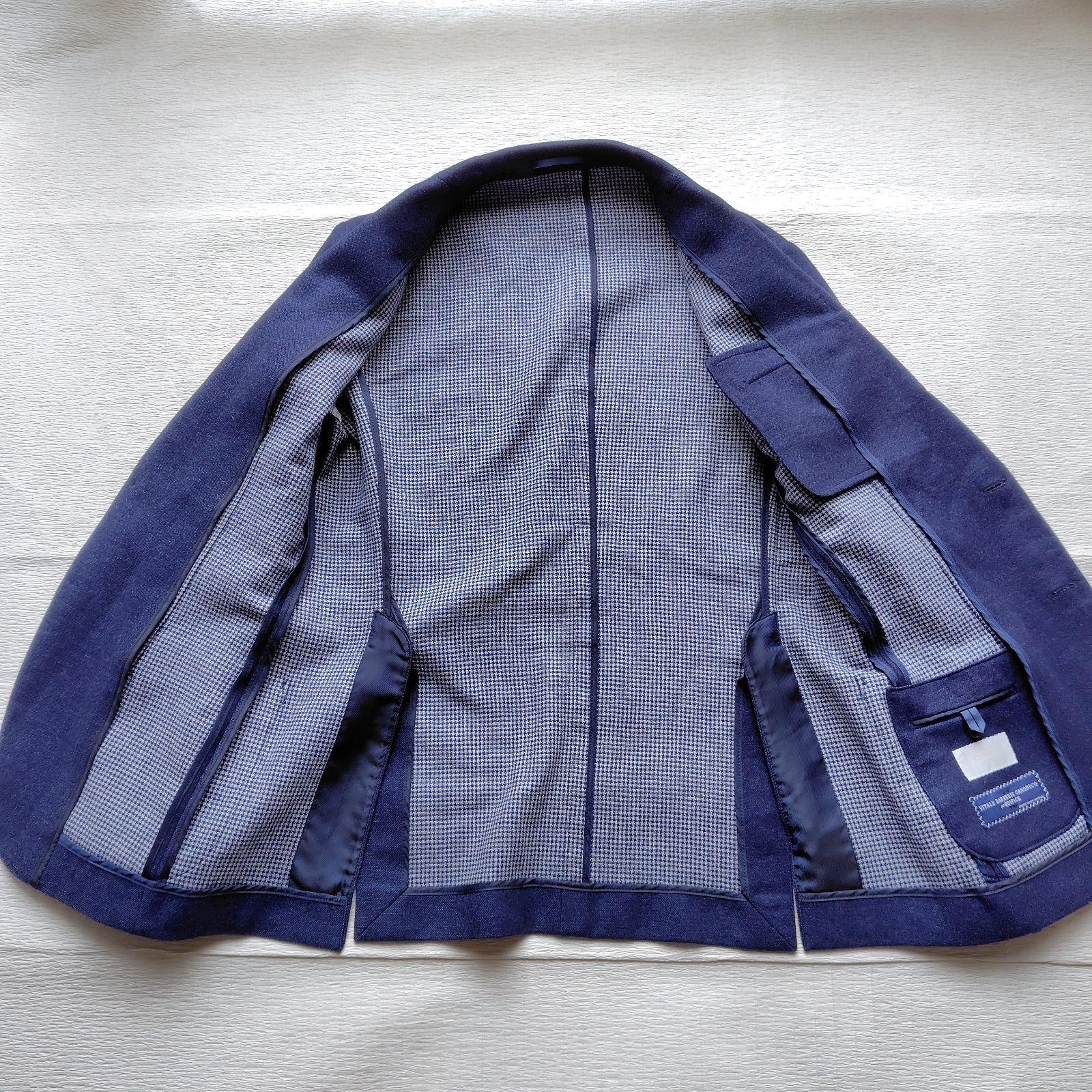 未使用 EDIFICE カノニコ生地 テーラードジャケット ネイビー 日本製 伊名門カノニコ生地】 EDIFICE テーラードジャケット 44 S 紺 ネイビー