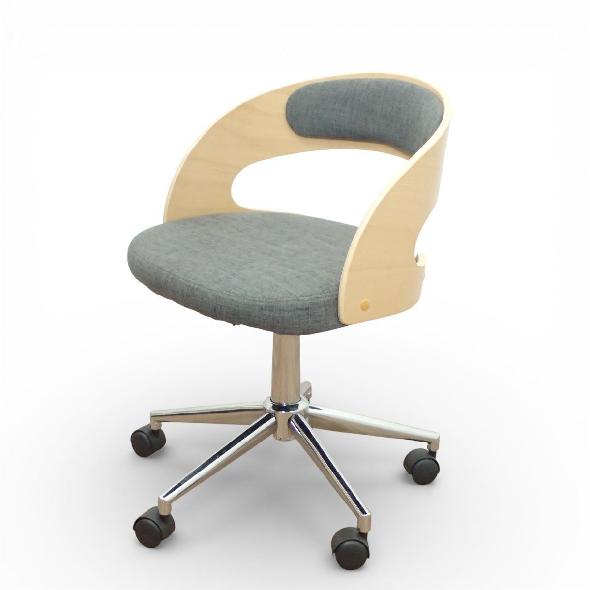 ミーティングチェア グレー ナチュラル 肘無し キャスター 上下昇降 EG20334