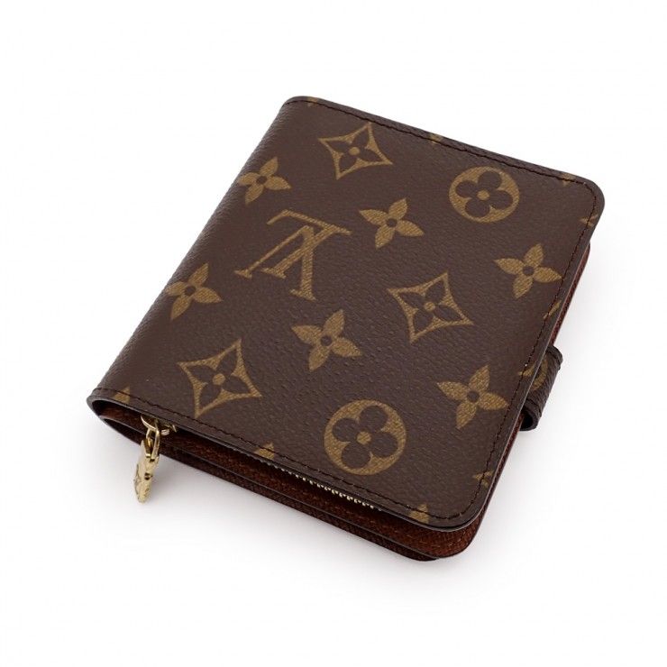 ルイヴィトン モノグラム コンパクトジップ 二つ折り財布 ブラウン ブランドレンタルのBrandCity / ルイ・ヴィトン モノグラム コンパクト