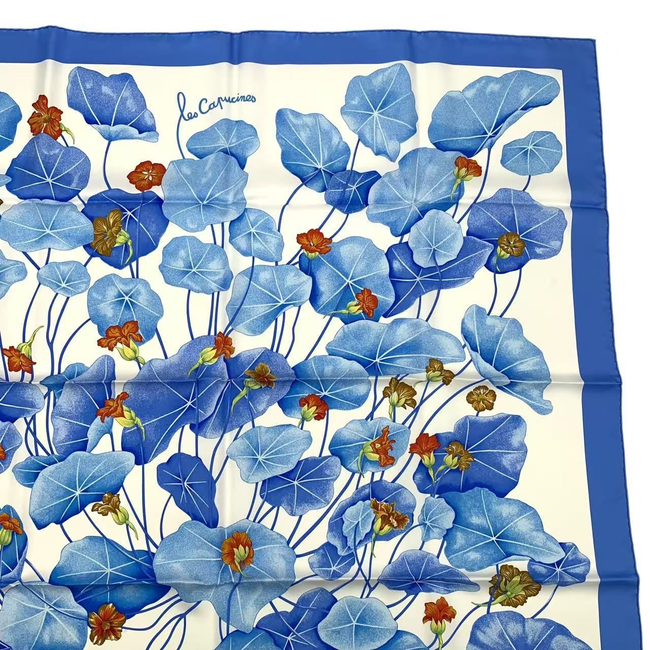 新品同様 HERMES エルメス カレ90 Les Capucines 金蓮花 スカーフ 