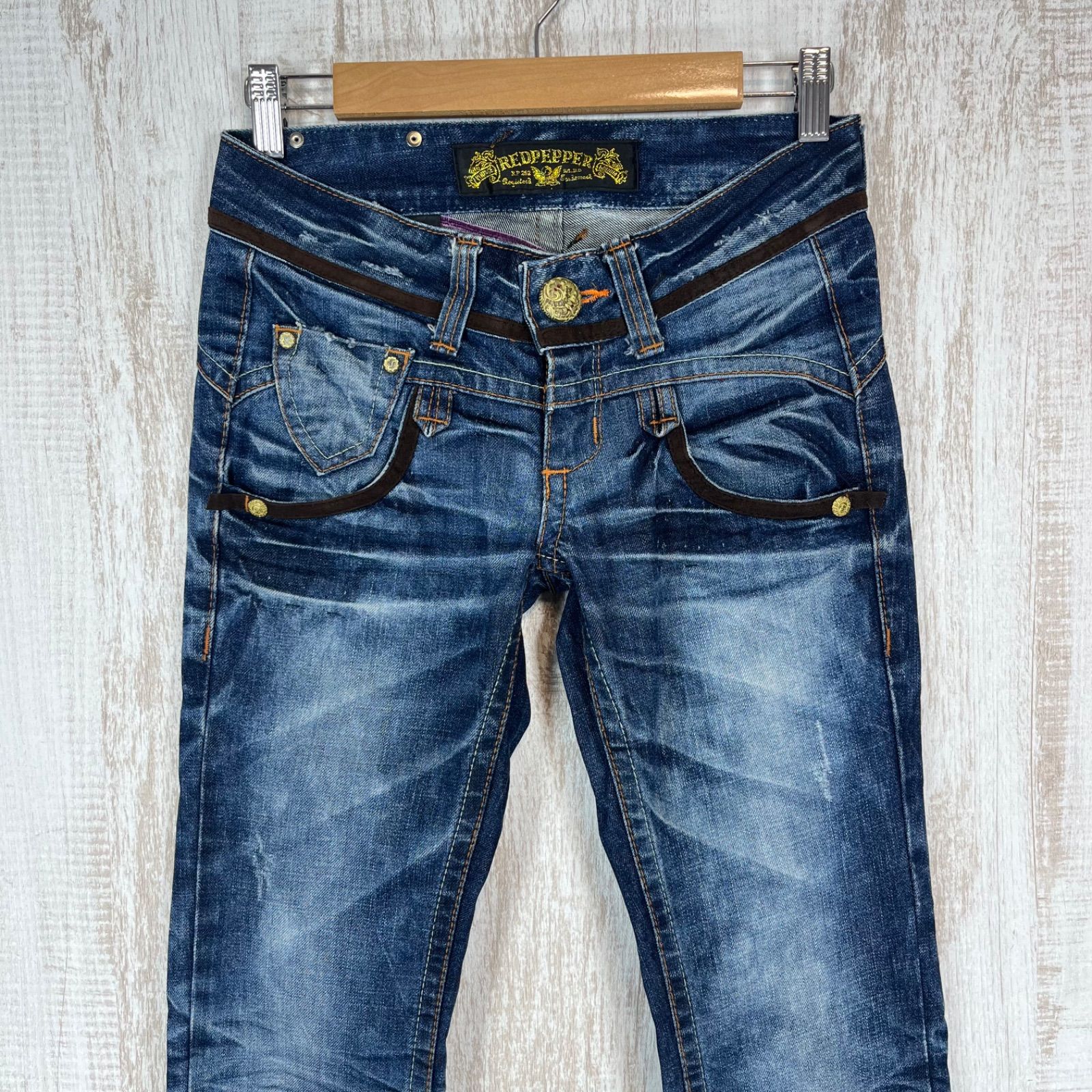 RED PEPPER レッドペッパー ロゴ刺繍 スカル スタッズ ブーツカット