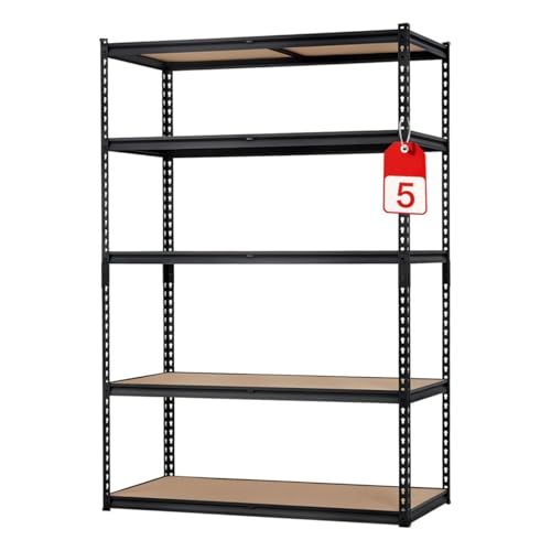 ガービー Garvee スチールラック 5段 メタルラック 耐荷重740 kg 高さ調節 組立簡単 防錆 頑丈 収納ラック 収納棚 工場 倉庫 ガレージ 業務用 家庭用 幅75 奥行31 高さ150 cm a 58 ed 9 ea