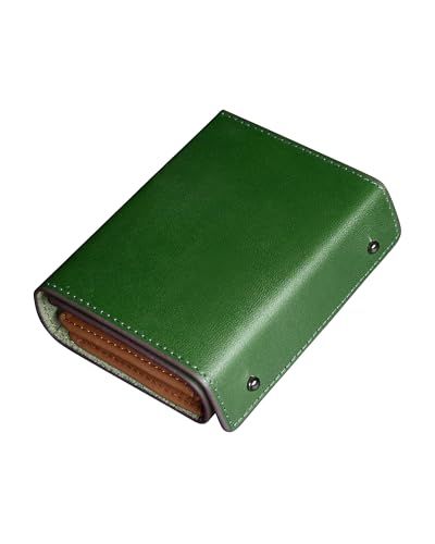 Modiko 財布 メンズ 2つ折り 栃木レザー 本革 ミニ 日本製 二つ折り財布 大容量 箱型の小銭入れ 小さい財布 コンパクト 箱状 左利き 右利き グリーン 4 cf 0 b 72 c