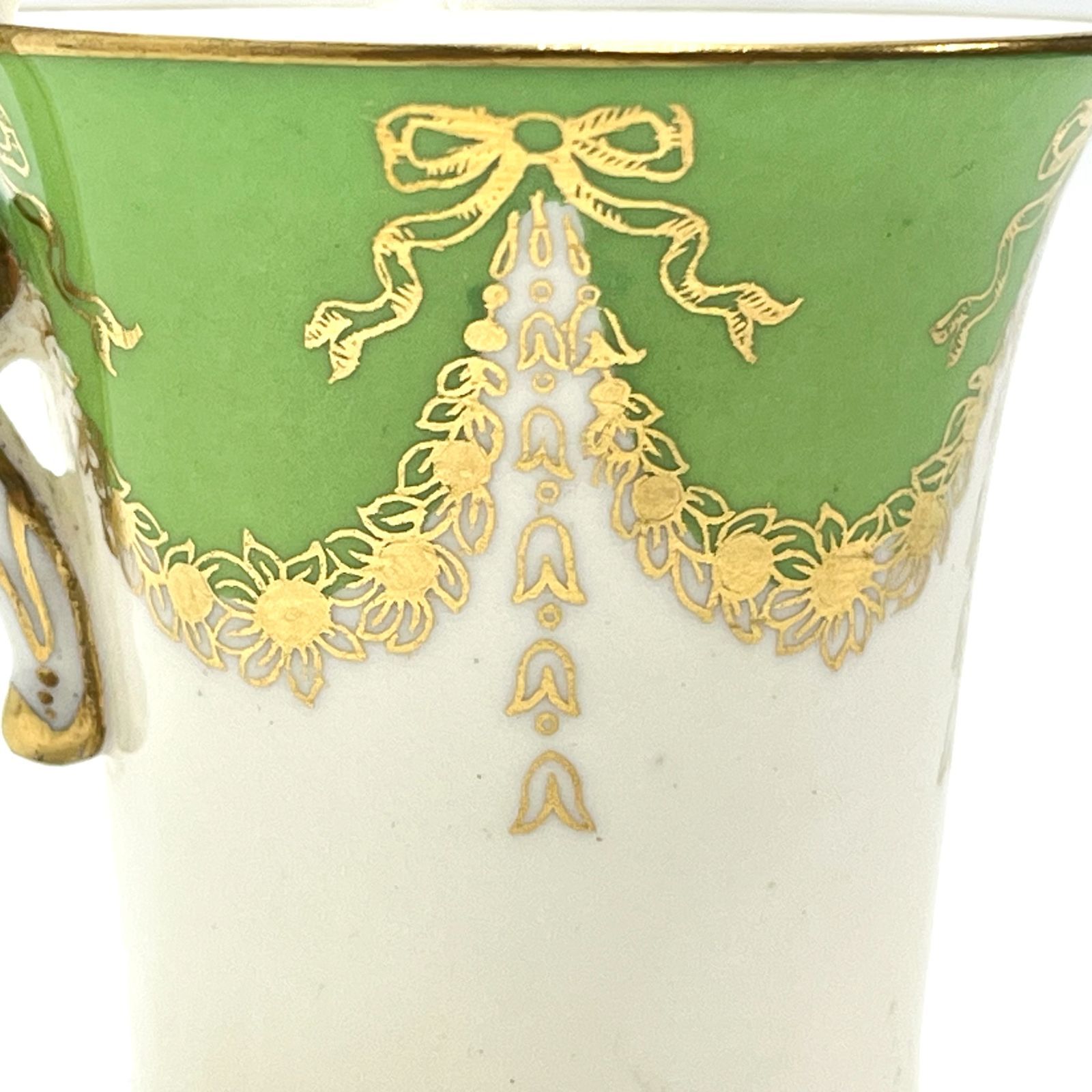 1891 1919年 アンティーク コールポート フラワーガーランド チョコレートカップ&ソーサー COALPORT イングランド