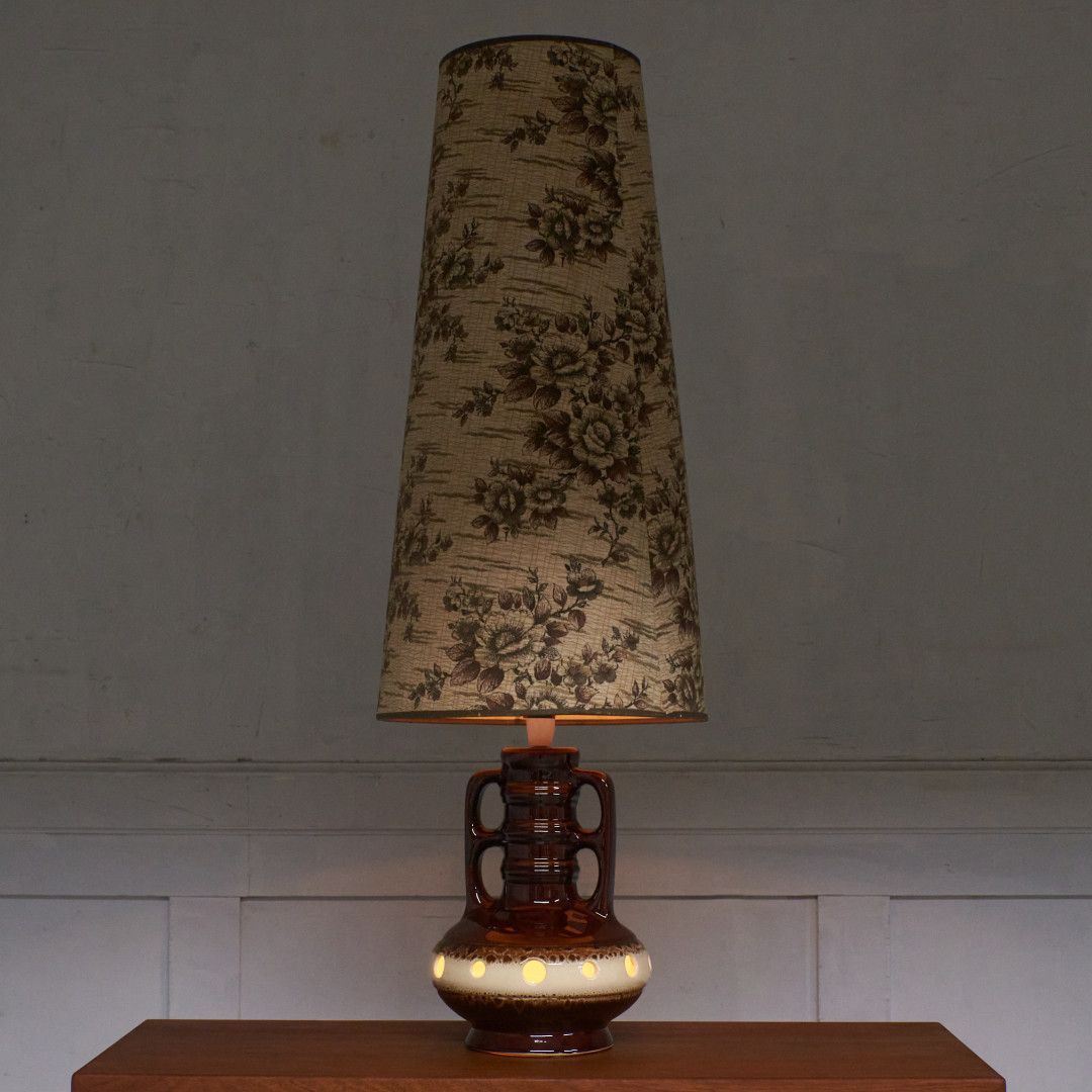 イタリア アンティーク 陶器 テーブルライト テーブルランプ スタンドライト 西ドイツ German Art Pottery ヴィンテージ テーブルランプ 陶器