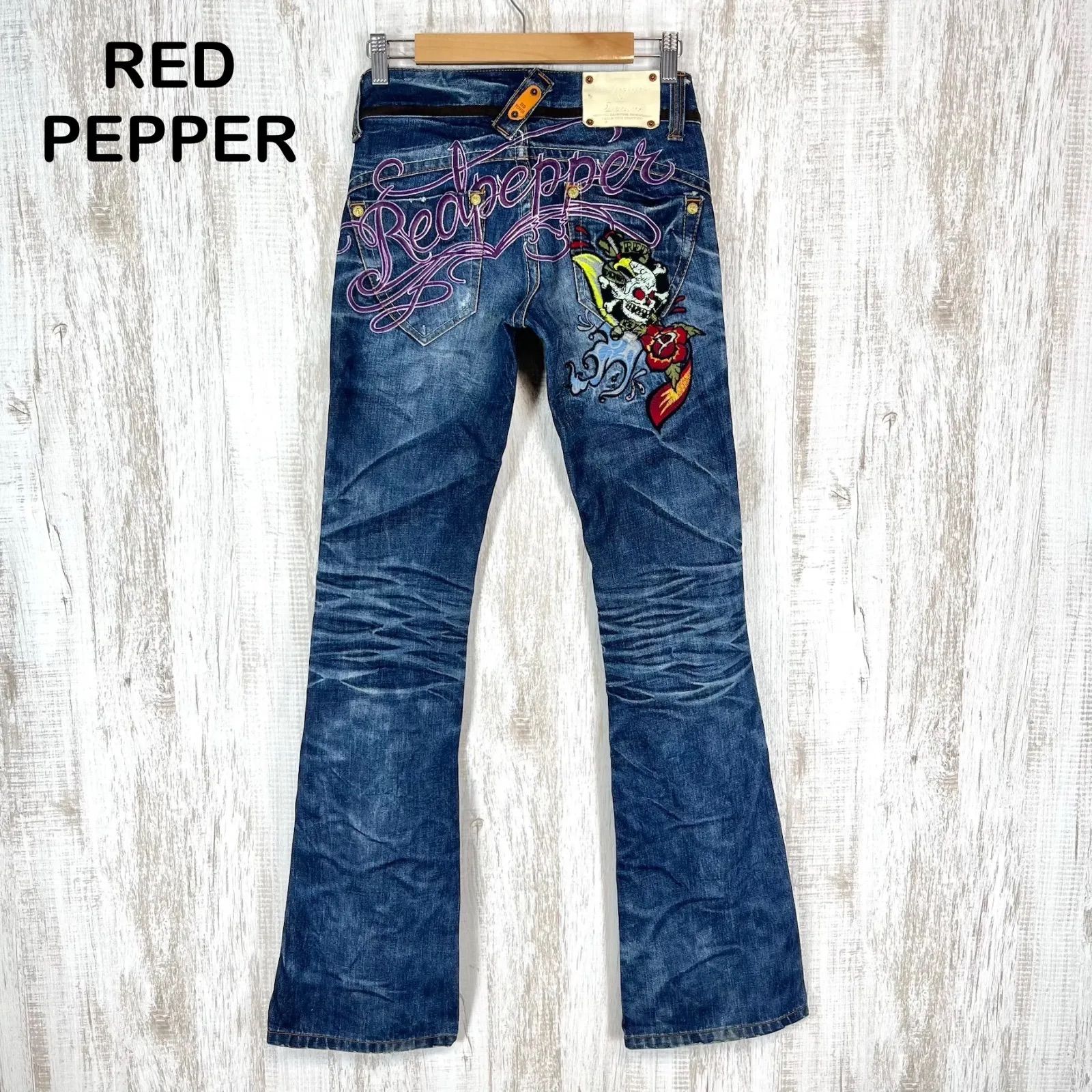 RED PEPPER レッドペッパー ロゴ刺繍 スカル スタッズ ブーツカット