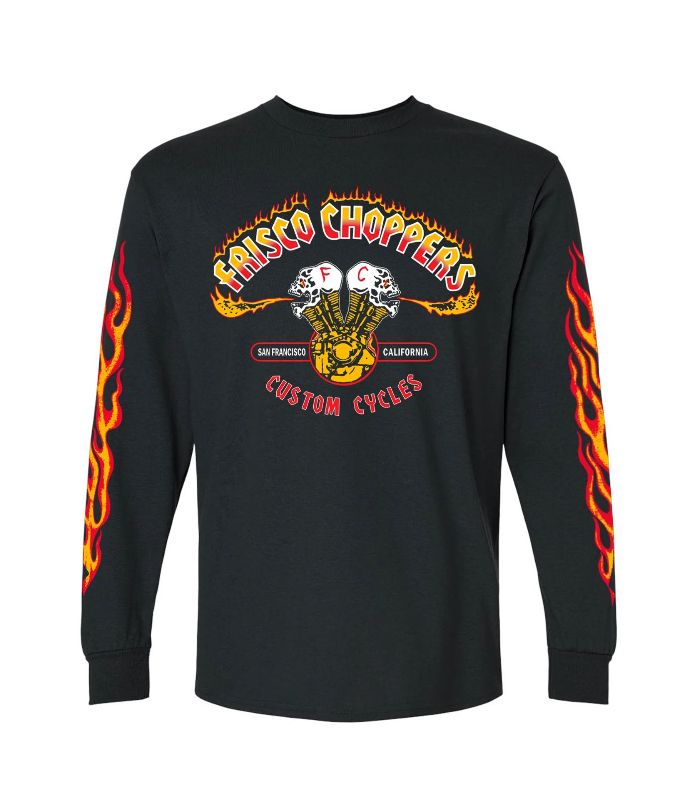 Frisco Choppers Flaming Skull Long Sleeve フリスコチョッパーズ
