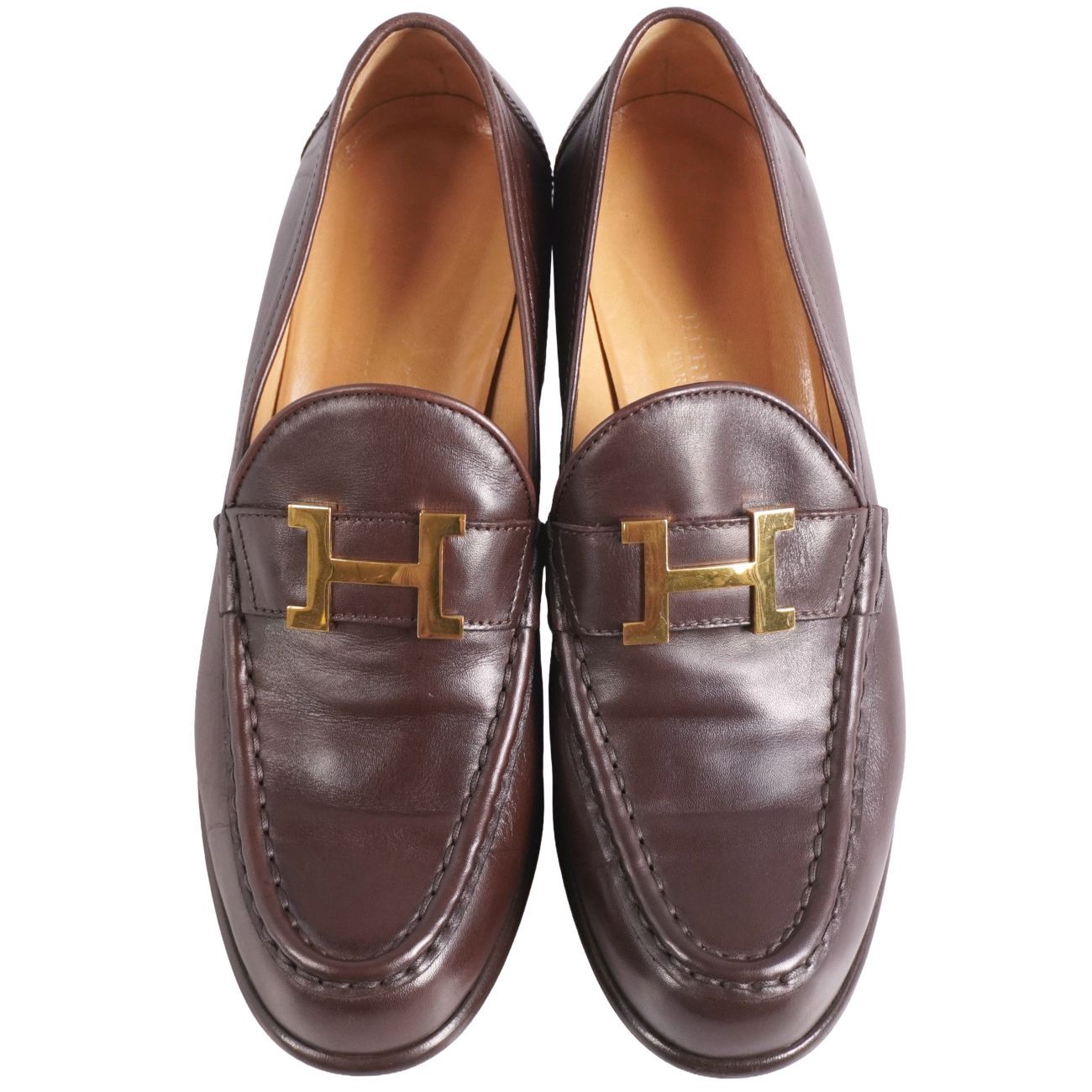 美品 エルメス HERMES ローファー モカシン コンスタンス Hロゴ金具