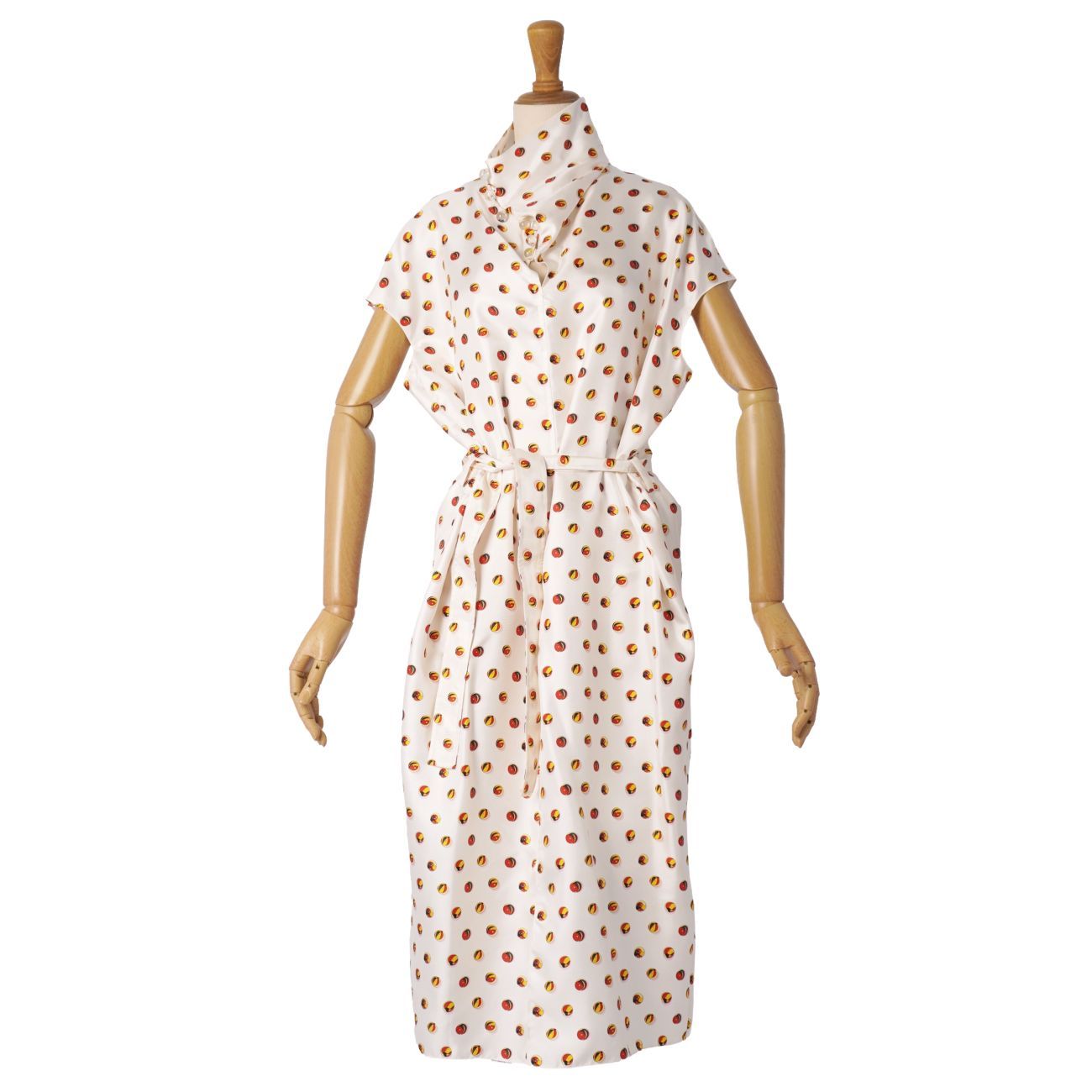 極美品 エルメス HERMES ワンピース 18SS ノースリーブ 総柄 シルク  