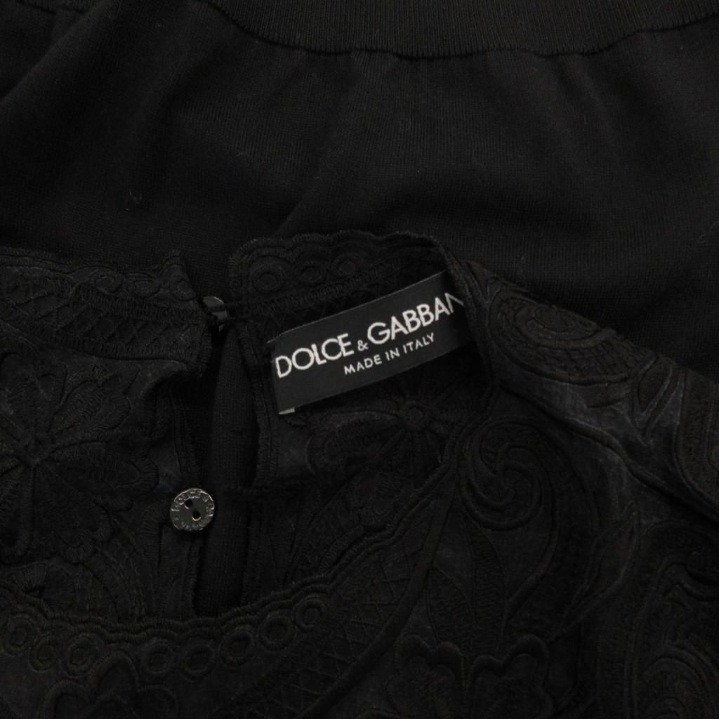 D&G ドルチェアンドガッパーナ　シルク カットソー / 黒 XL ドルチェ&ガッバーナ ドルガバ DOLCE&GABBANA Tシャツ カットソー 絹