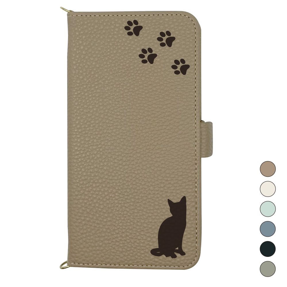シンプルスマホ4 704SH 707SH ケース 手帳型 ねこ 猫 ストラップ付