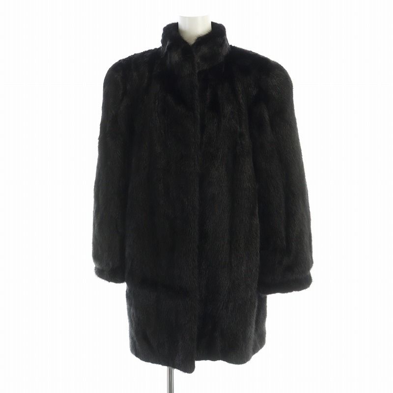 ノーブランド品 毛皮コート ミンクファー ミドル 総裏地 長袖 大きい