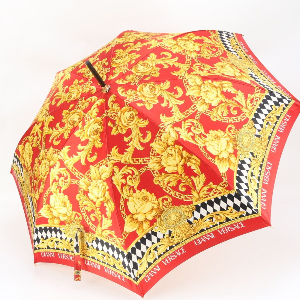 【新品未使用】VERSACE ヴェルサーチ 長傘　雨傘　タグ付き GIANNI VERSACE ヴェルサーチ 長傘 花柄 グレカ柄 かさ - メルカリ