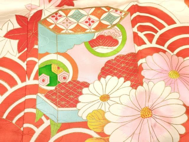 平和屋着物[]お宮参り 女の子 祝着 産着 初着 のしめ 御所車几帳 平和