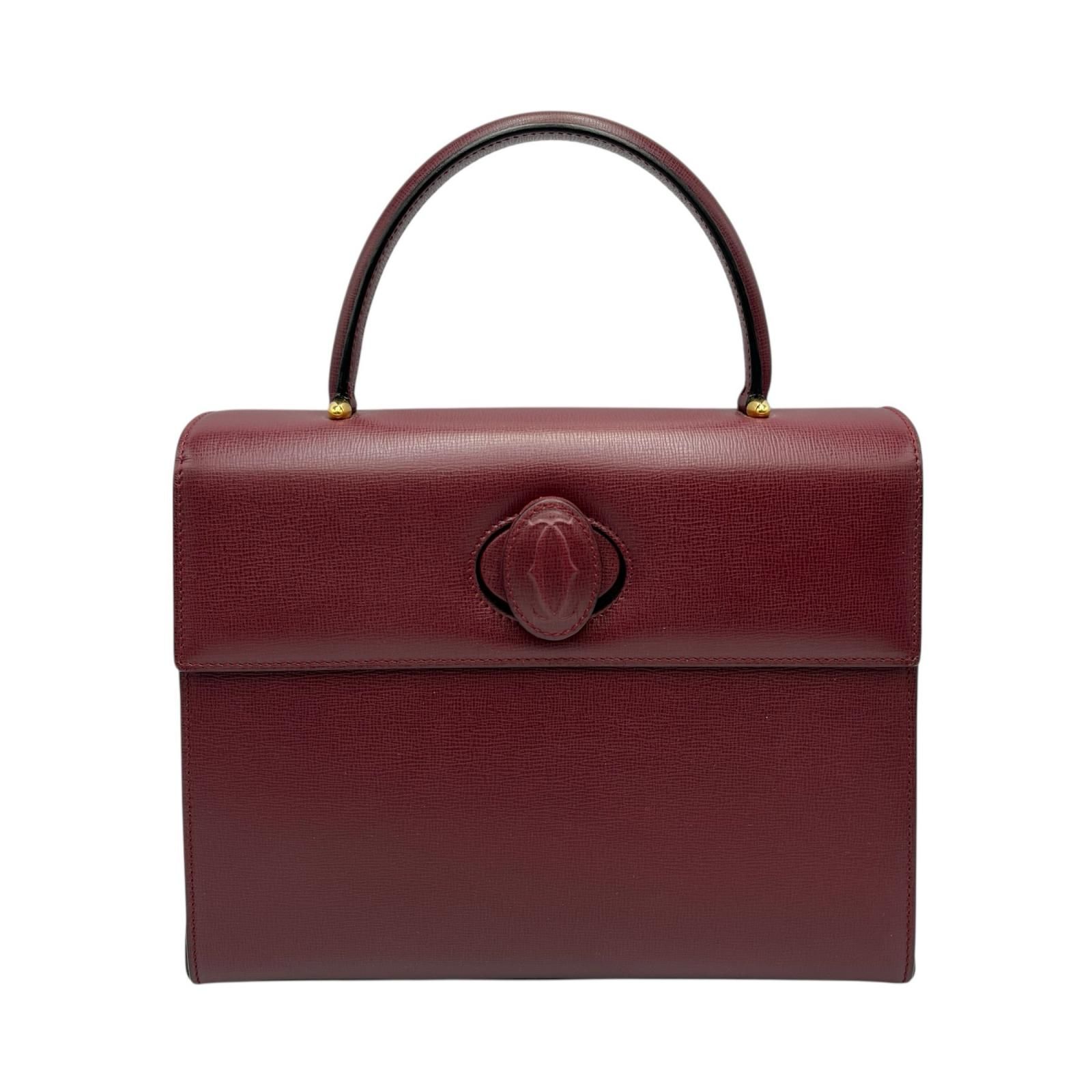 Cartier マストライン ハンドバッグ レザー ボルドー カルティエ CARTIER ハンドバッグ マストライン レザー ボルドー系