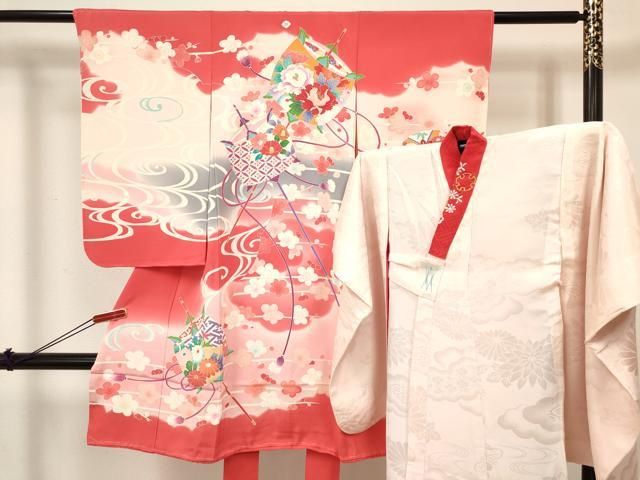 平和屋着物[]七五三 女の子 3歳 祝着 三つ身 長襦袢(袷・半衿刺繍