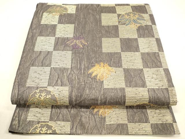 平和屋着物＊夏物 染色作家 草野一騎 六通柄袋帯 草葉文 金糸 正絹