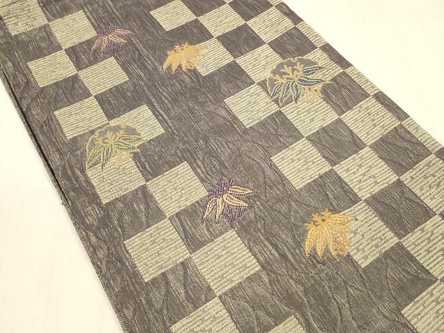 平和屋着物＊夏物 染色作家 草野一騎 六通柄袋帯 草葉文 金糸 正絹