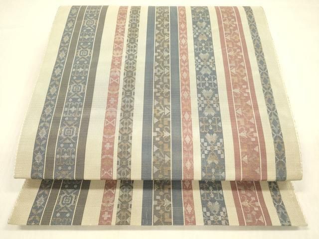 平和屋着物＊夏物　八寸名古屋帯　抽象間道　金糸　正絹　逸品　DABB3643cm 平和屋着物＊夏物 八寸名古屋帯 抽象間道 金糸 正絹 逸品 DABB3643cm