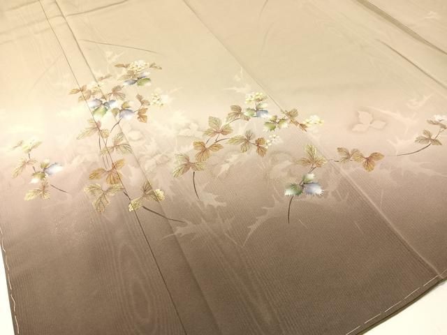 平和屋着物●和紙染染色作家・植村彩弘　訪問着　手描き　草花文　暈し染め　金銀彩　やまと誂製　正絹　逸品　未使用　CABC2765vp 平和屋着物○和紙染染色作家・植村彩弘 訪問着 手描き 草花文 暈し染め