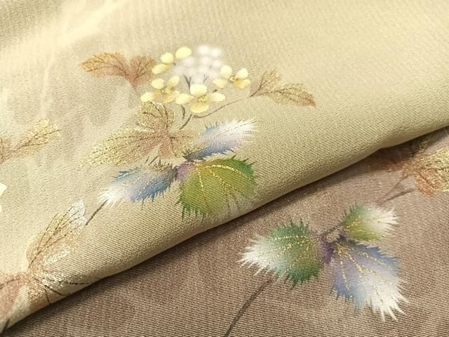 平和屋着物●和紙染染色作家・植村彩弘　訪問着　手描き　草花文　暈し染め　金銀彩　やまと誂製　正絹　逸品　未使用　CABC2765vp 平和屋着物○和紙染染色作家・植村彩弘 訪問着 手描き 草花文 暈し染め