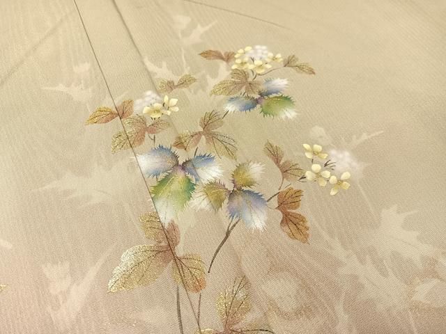 平和屋着物●和紙染染色作家・植村彩弘　訪問着　手描き　草花文　暈し染め　金銀彩　やまと誂製　正絹　逸品　未使用　CABC2765vp 平和屋着物○和紙染染色作家・植村彩弘 訪問着 手描き 草花文 暈し染め