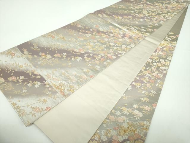 平和屋着物○西陣の名門 加納幸謹製 六通柄袋帯 唐織 枝垂れ桜 金銀糸