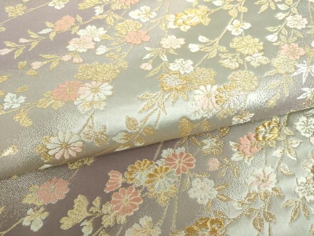 平和屋着物○西陣の名門 加納幸謹製 六通柄袋帯 唐織 枝垂れ桜 金銀糸