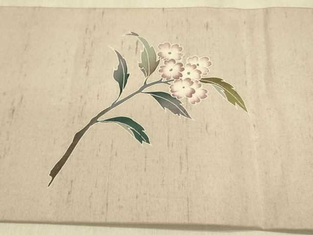 平和屋着物●九寸名古屋帯　紬地　友禅　草花文　正絹　逸品　DABB7542op 平和屋着物○九寸名古屋帯 紬地 友禅 草花文 正絹 逸品 DABB7542op