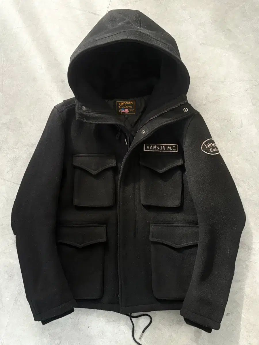 Vanson 黒ウールジャケット vanson バンソン ブラック ウール フード ジャケット - メルカリ