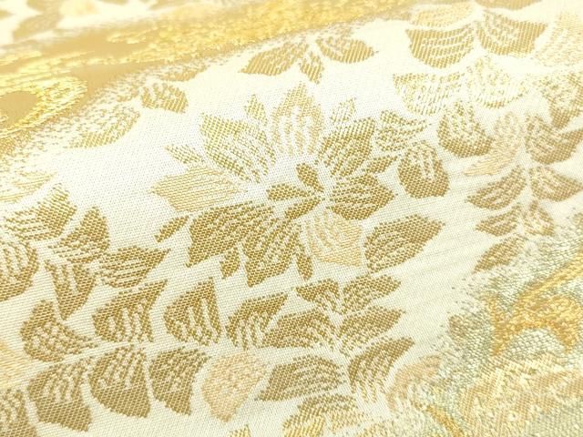 平和屋本店▽六通柄袋帯 更紗花鳥文 本金箔 正絹 逸品 DABC0052sf